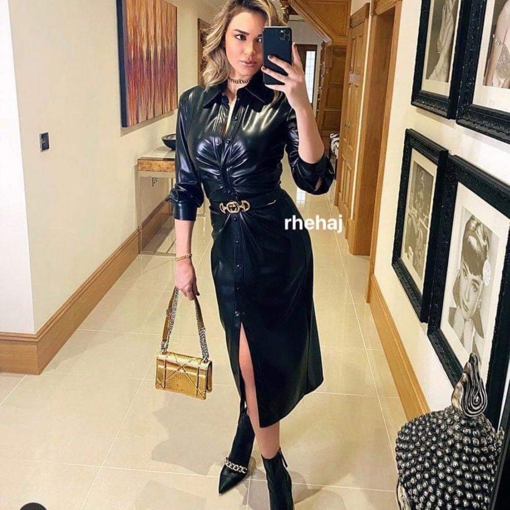 (Zara) NWT🏷 Faux Leather Midi Dress